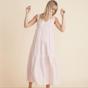 NEW Marine Layer Corinne Maxi Dress Rainbow Stripe Cotton Small S